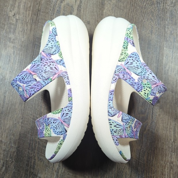 Crocs Classic Crush Butterfly Sandal Iconic Wedge Platform White Woman Size 8 - Picture 10 of 14